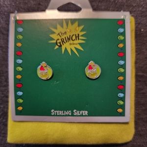 Cute Sterling Silver Grinch Earrings NWT